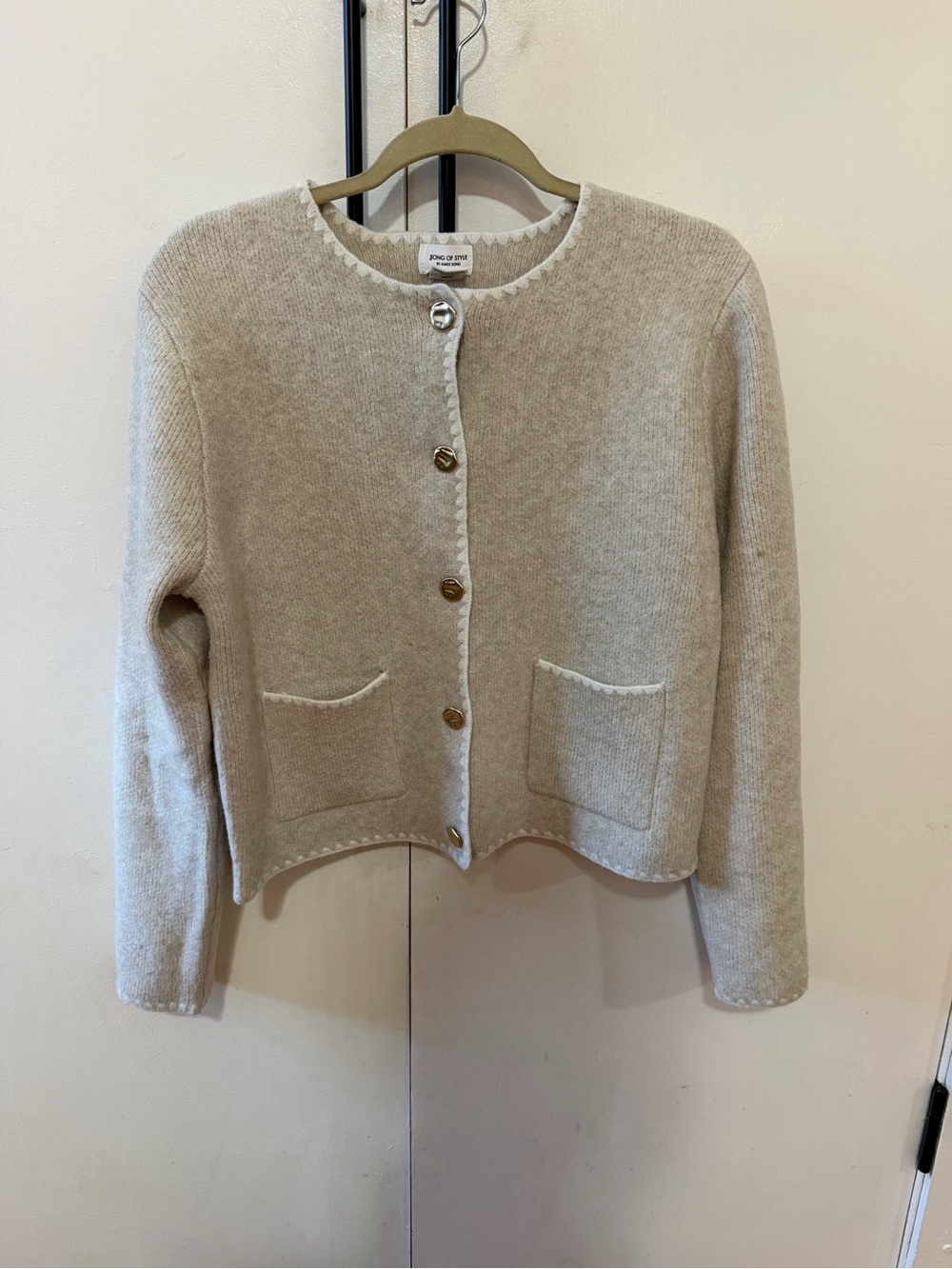Song of Style Cream Button-Front Knit Cardigan